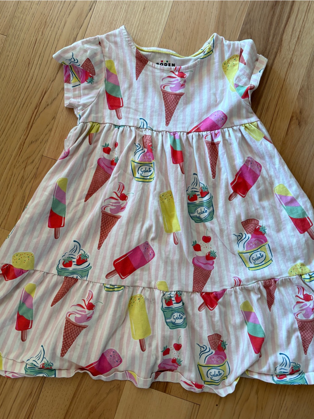 Mini Boden Pink and Yellow Ice Cream Print Dress